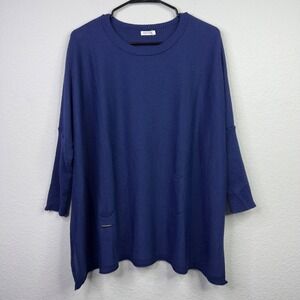 Mer Sea Catalina Sweater OS Blue Knit Oversized Coastal Minimalist Lagenlook